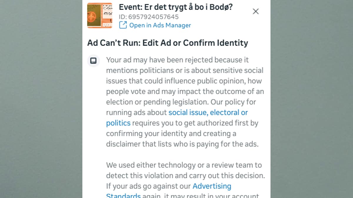 Ville opprette Facebook-annonse for Nato-debatt – ble bedt om passopplysninger