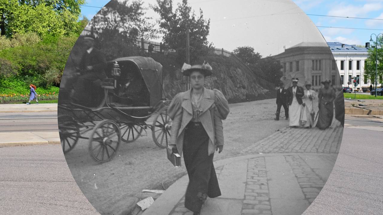 Frk. Tulli Robsahm fotografert av Carl Størmer i Oslo på 1890-tallet - rammet inn i 2021.