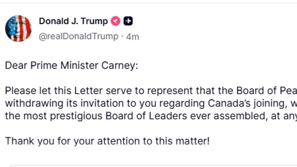 Trump trekker tilbake sin invitasjon til Canada om å bli medlem i fredsrådet