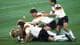 CARLO FUMAGALLI / WCSCC AP,NTB Klinsmann ligger nest nederst i haugen av tyske spillere soim jubler for VM-gull i 1990 etter 1-0 mot Argentina i finalen