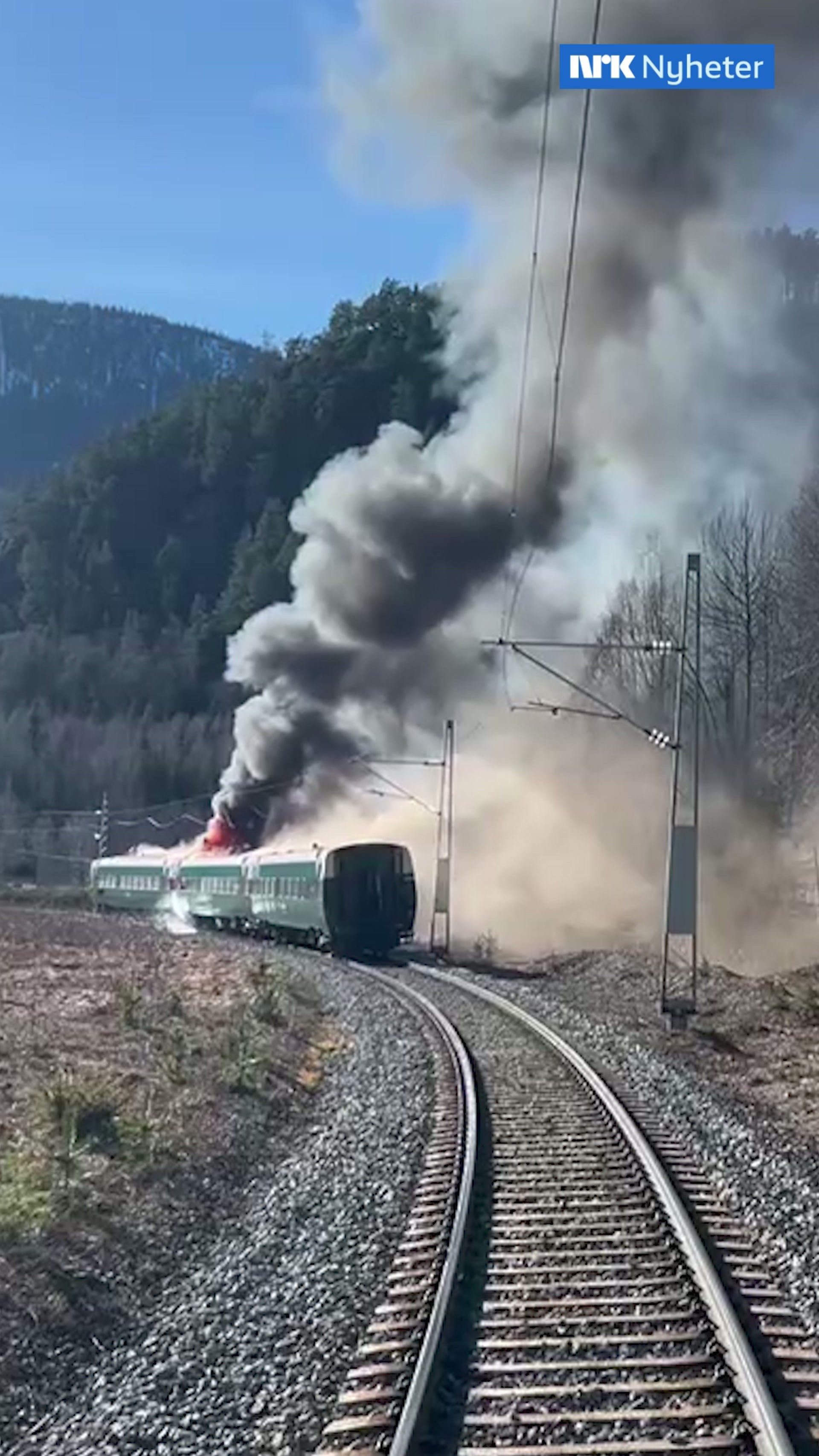 Brann på tog fra Bergen til Oslo