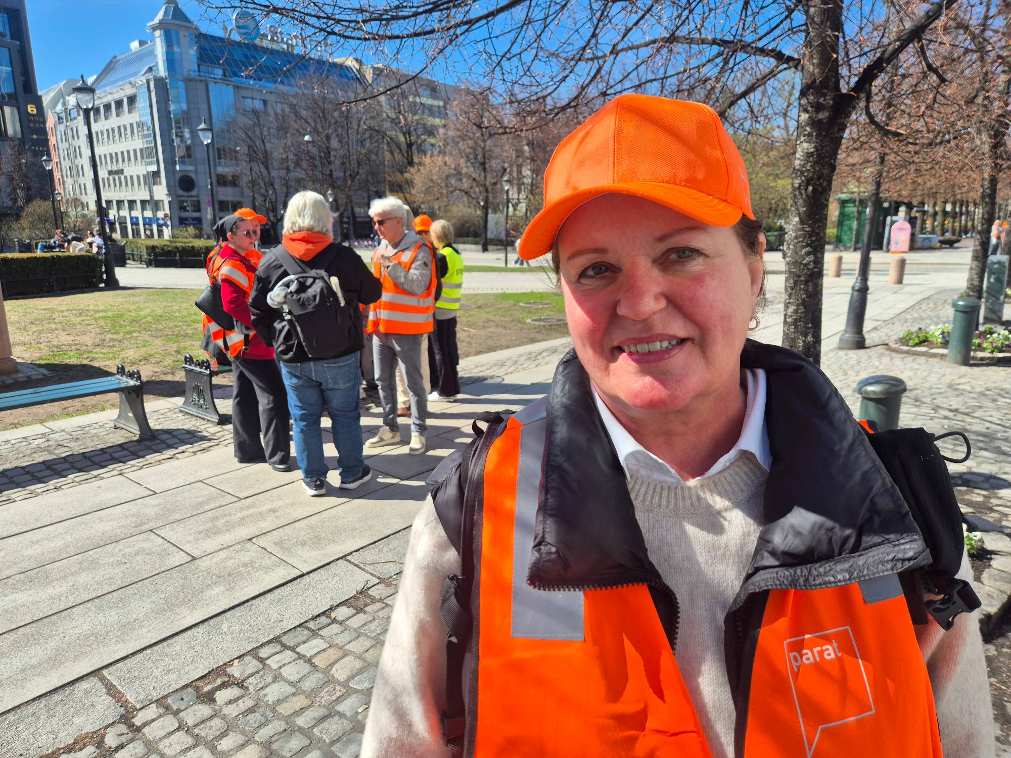 En av de som deltok i streikemarkering i dag. 