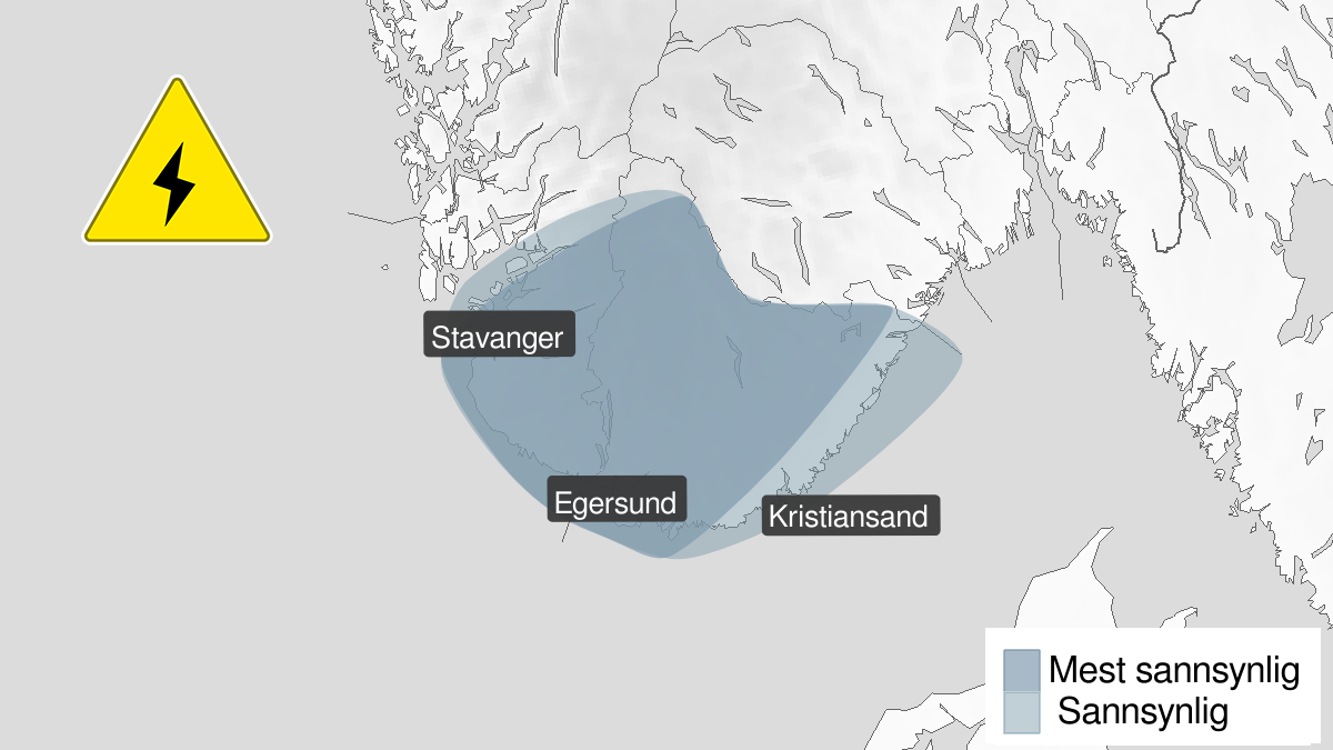 Fare for lyn og torden fredag kveld