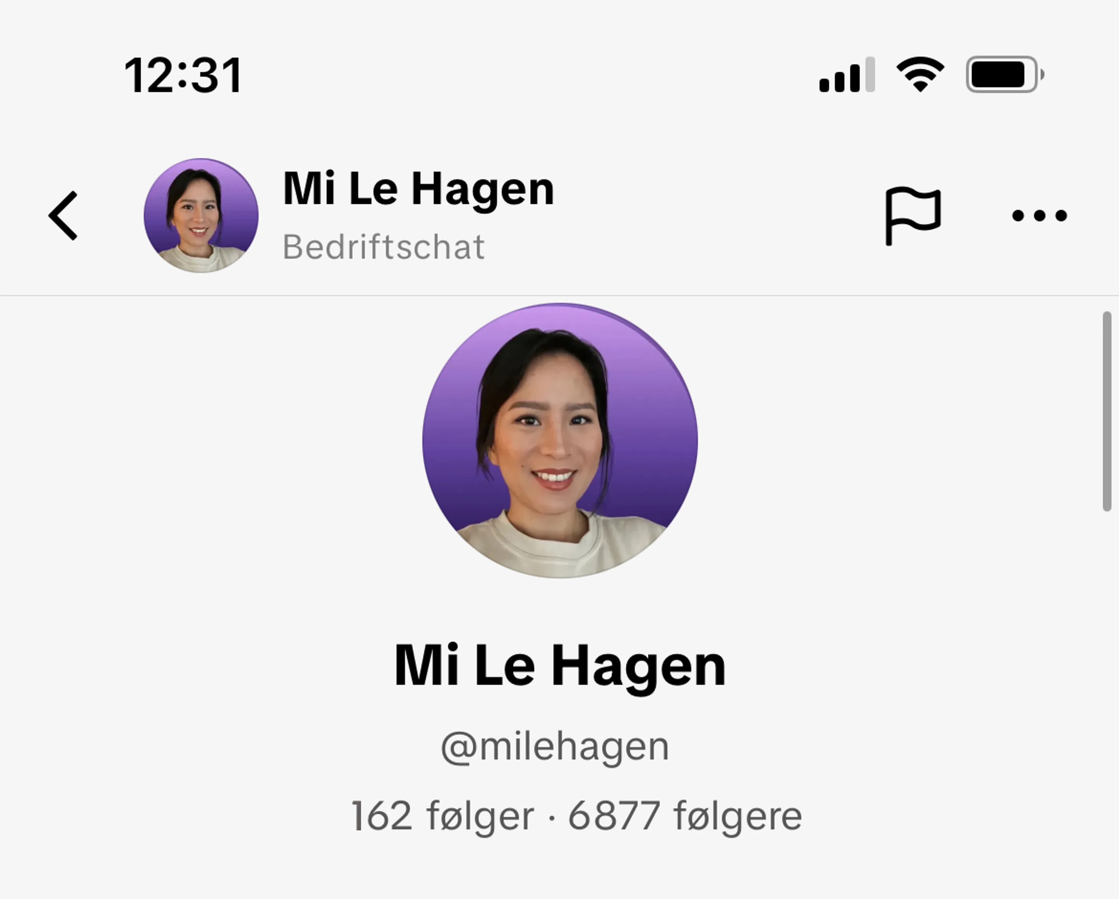 MiLeHagen sin profil på TikTok