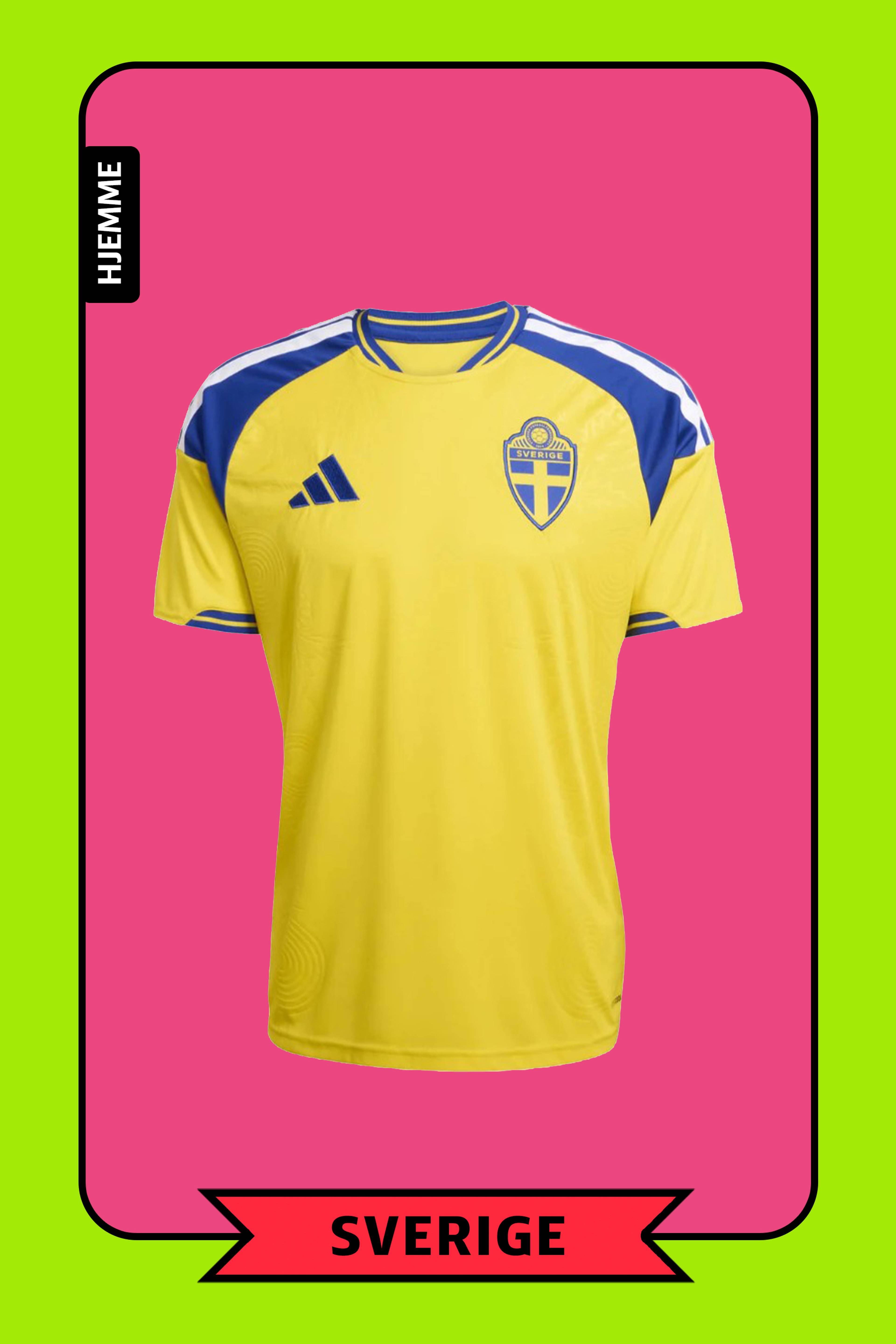 En gul fotballtrøye med blå detaljer