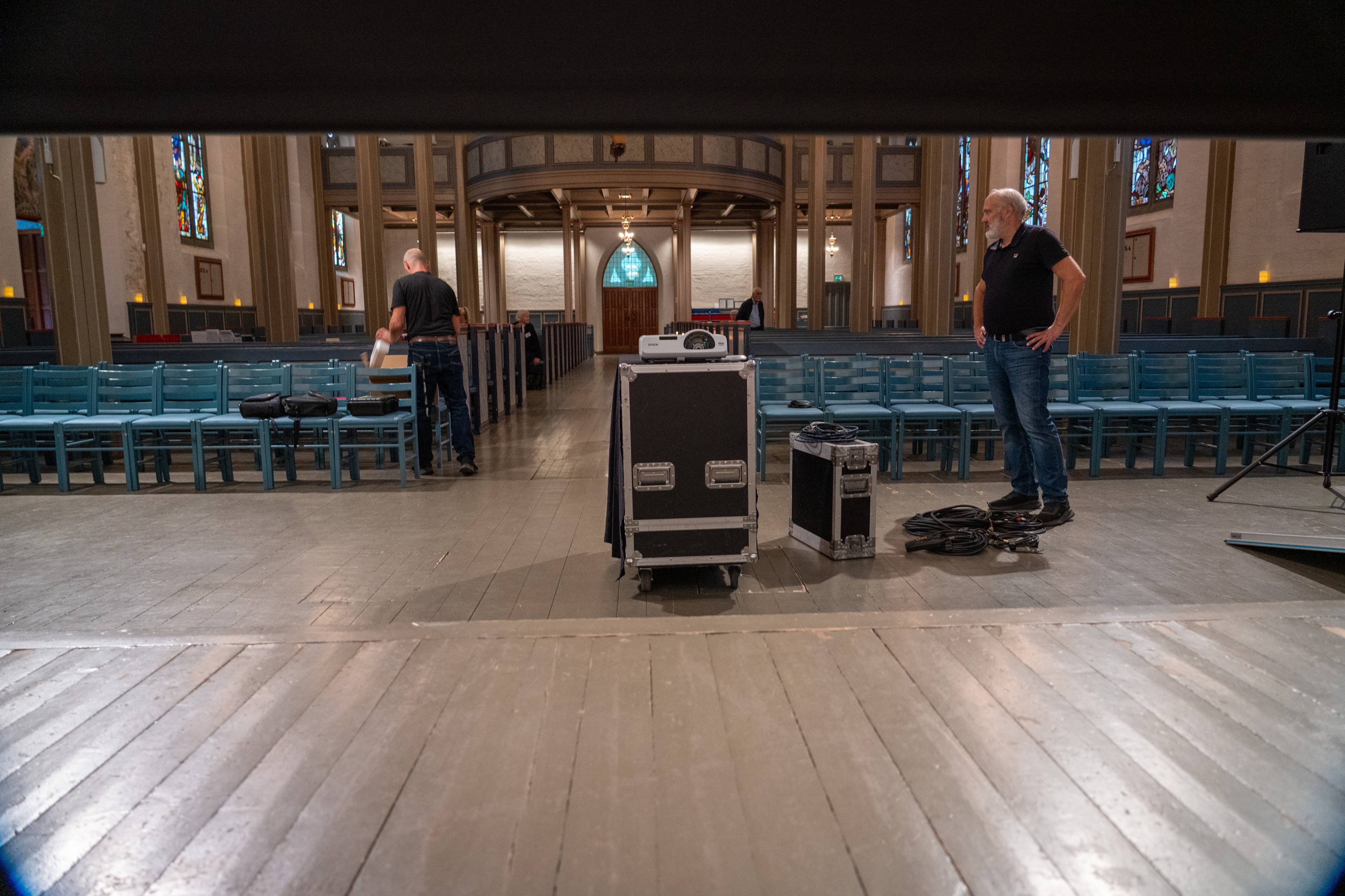 Rigging i Tønsberg domkirke.