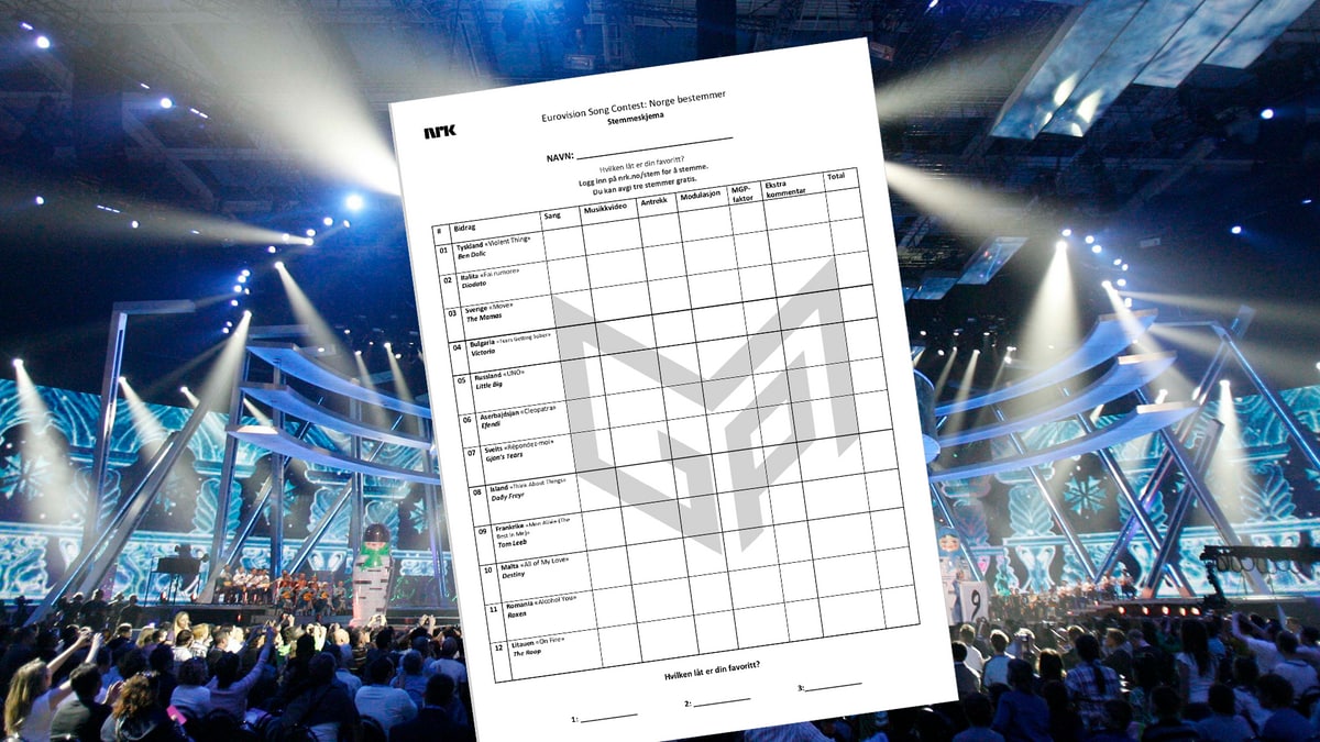 Last ned stemmeskjema til norsk ESCfinale Melodi Grand Prix