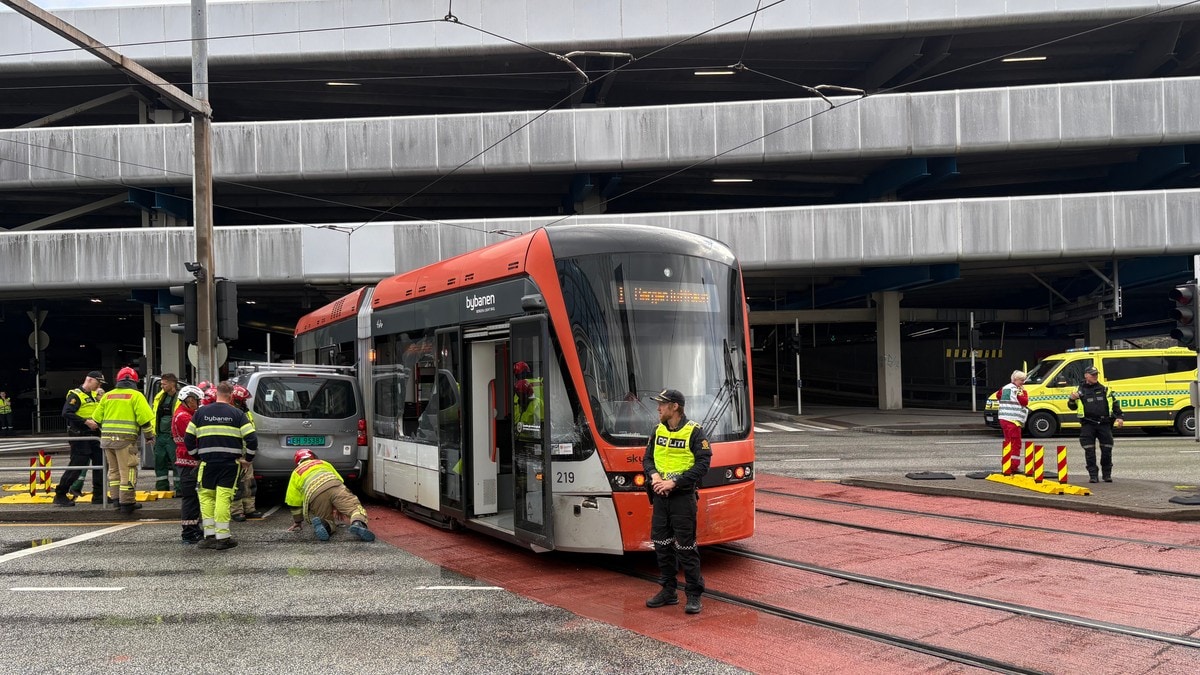 Bybanekrasj ved Bystasjonen i Bergen