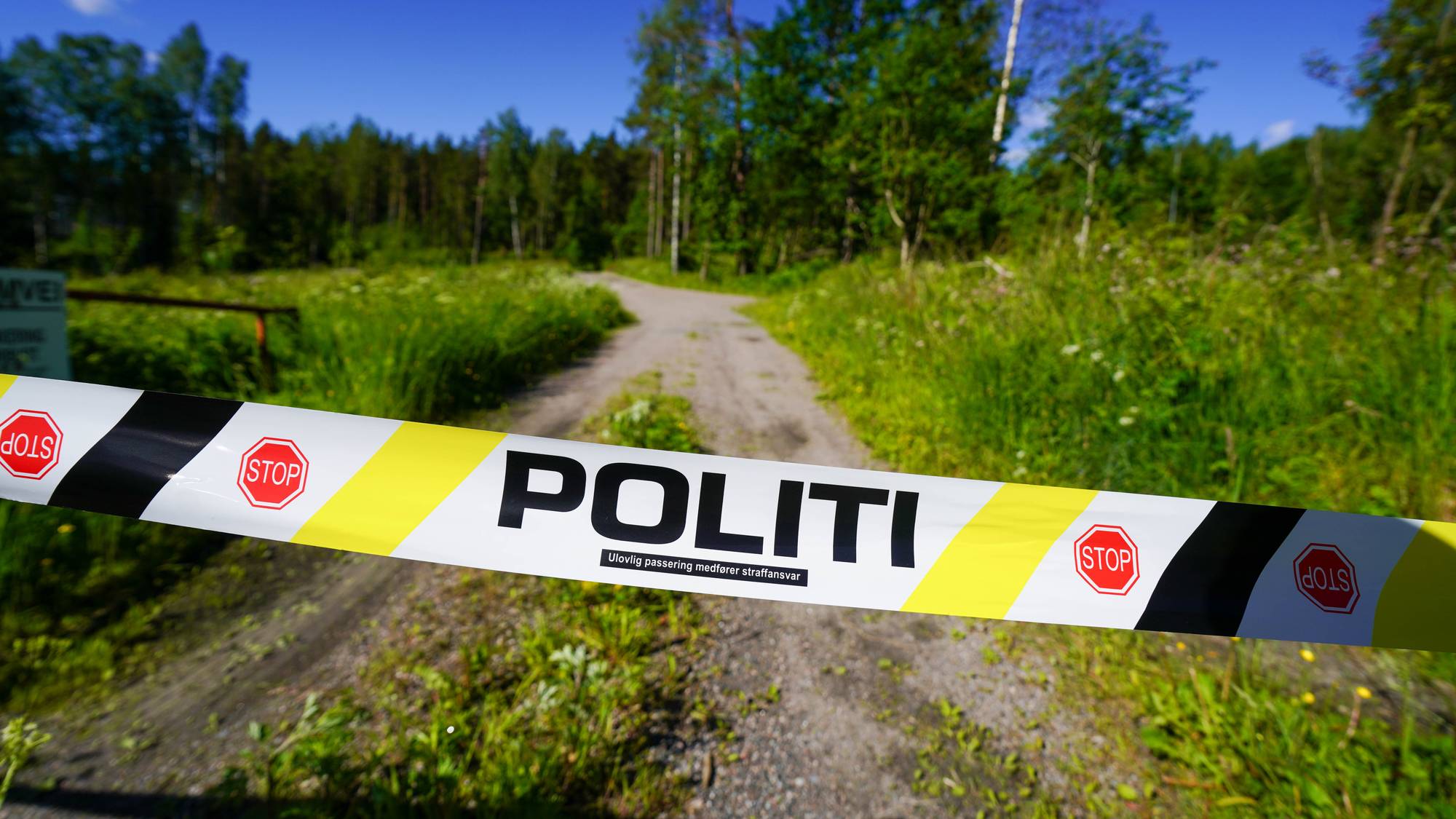 Politiet har satt opp sperringer i skogen i Skien for å gjøre søk etter den savnede kvinnen