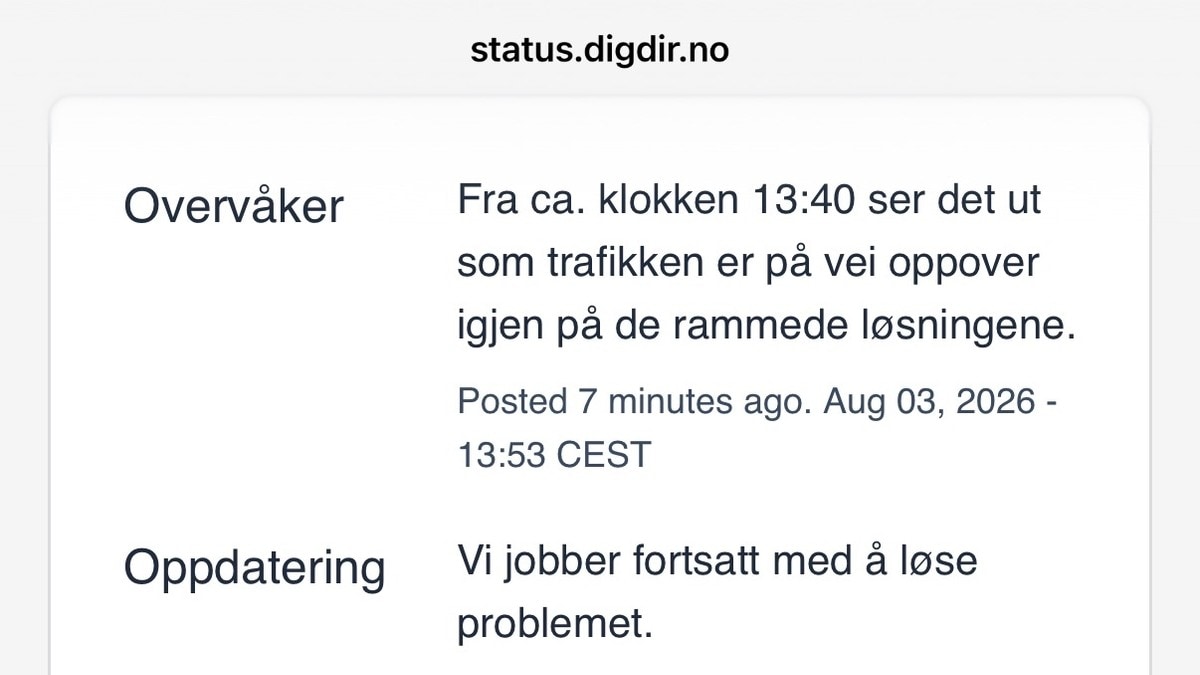 Digidir: Digitale tjenester oppe igjen