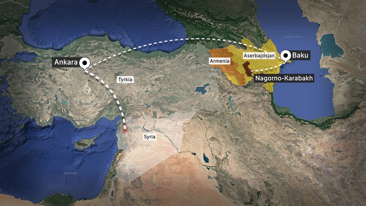 Reiseruta til fremmedkrigere fra Syria til Nagorno-Karabakh
