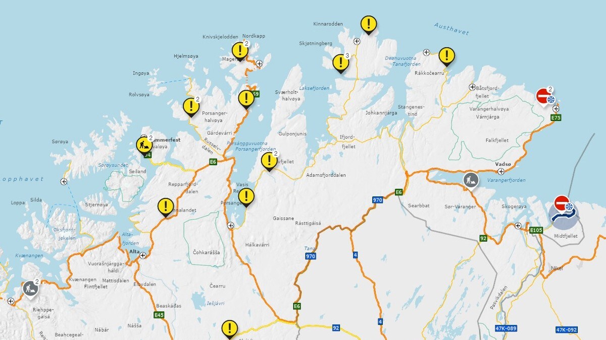 Ingen stengte veier i Finnmark