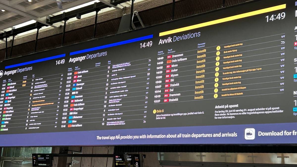 Forsinkelser og innstillinger på Oslo S: – Alle linjer påvirket