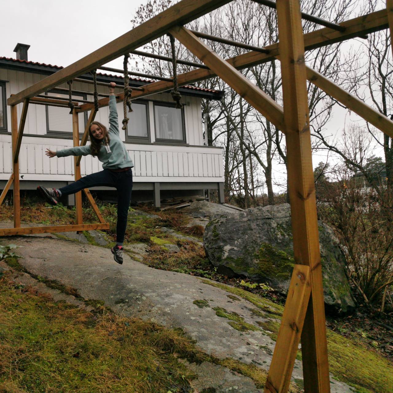 GØY Å TRENE: Hun trener både inne og ute.