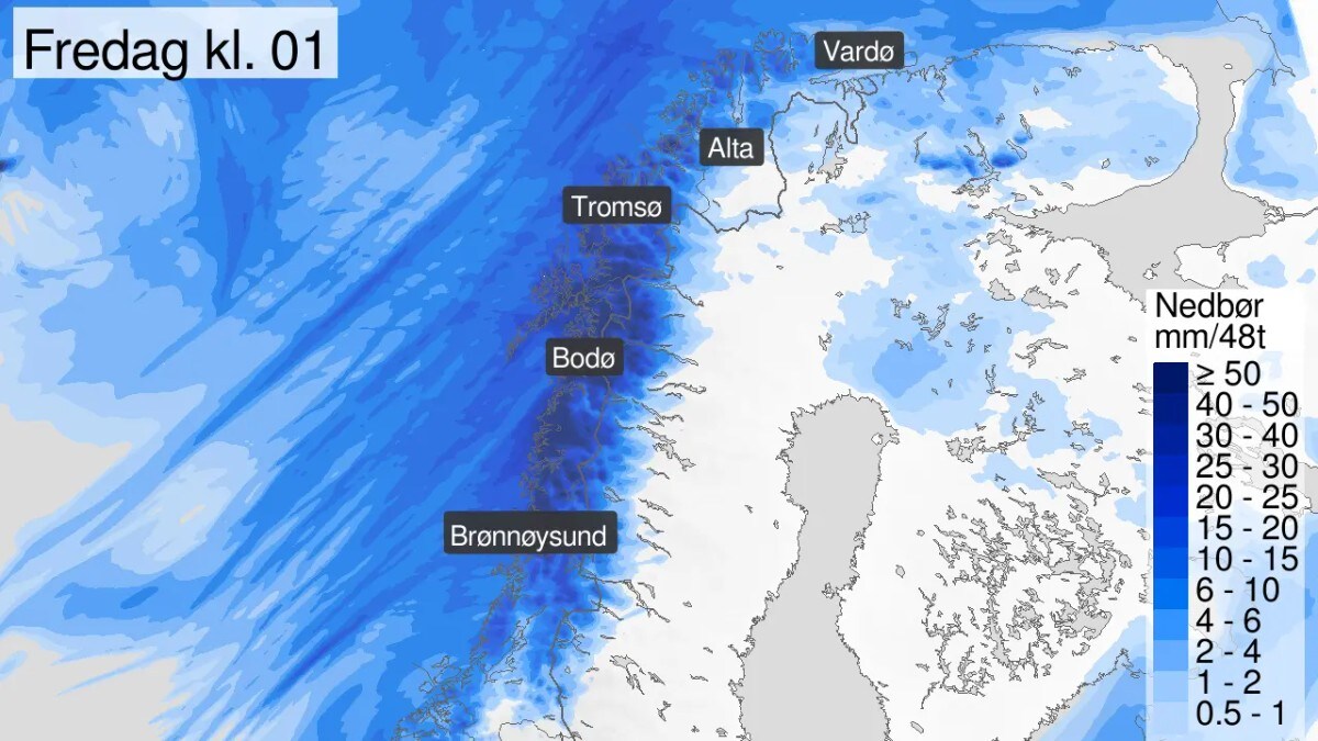 Det h&oslash;ljer ned de neste dagene &ndash; kan komme 50 mm