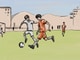 Egil Ursin / NRK Tegning av gutter som spiller fotball i Iran