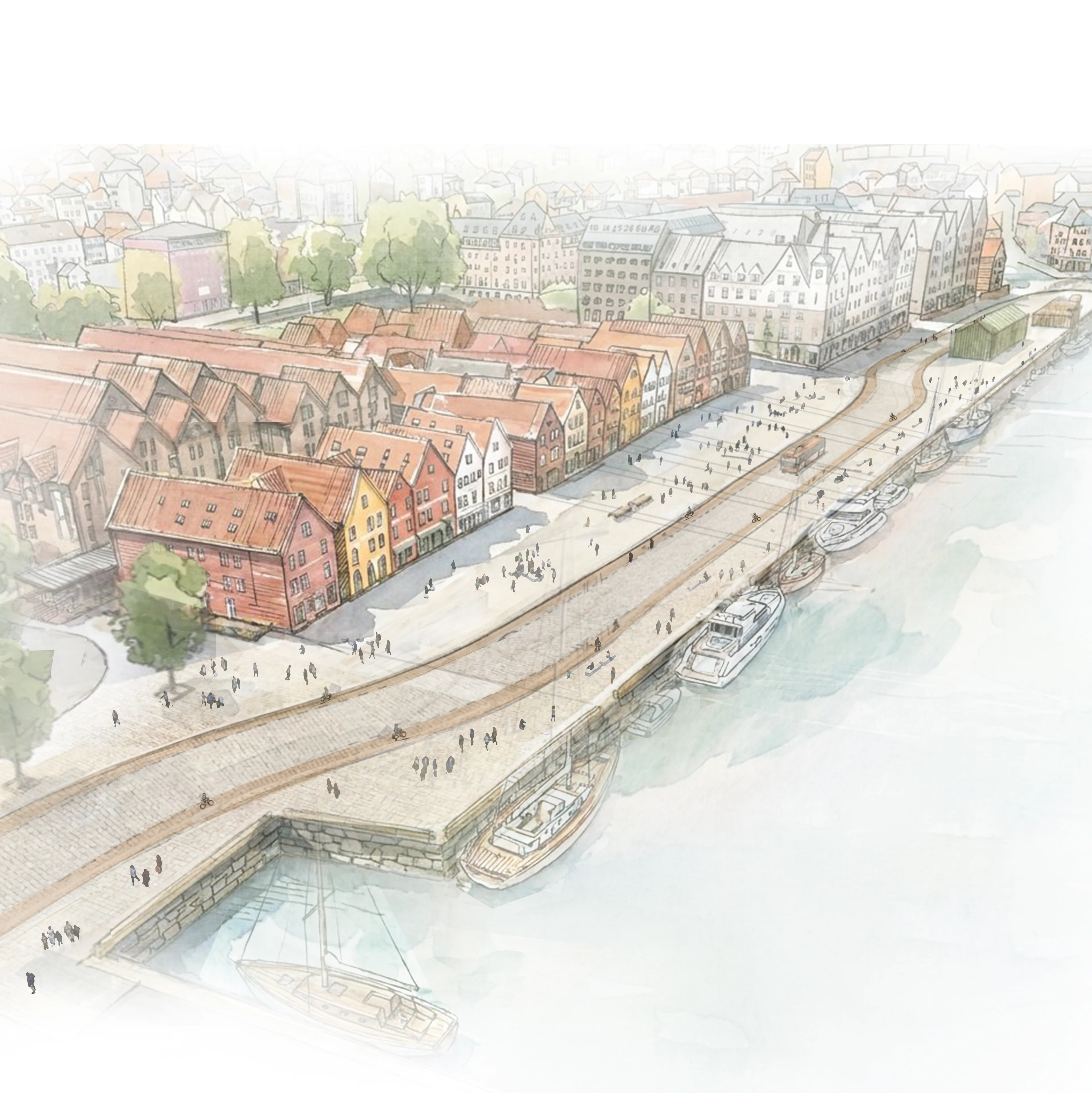Planlagd hovudsykkelrute mellom Torget og Skuteviken i Bergen: Bryggen