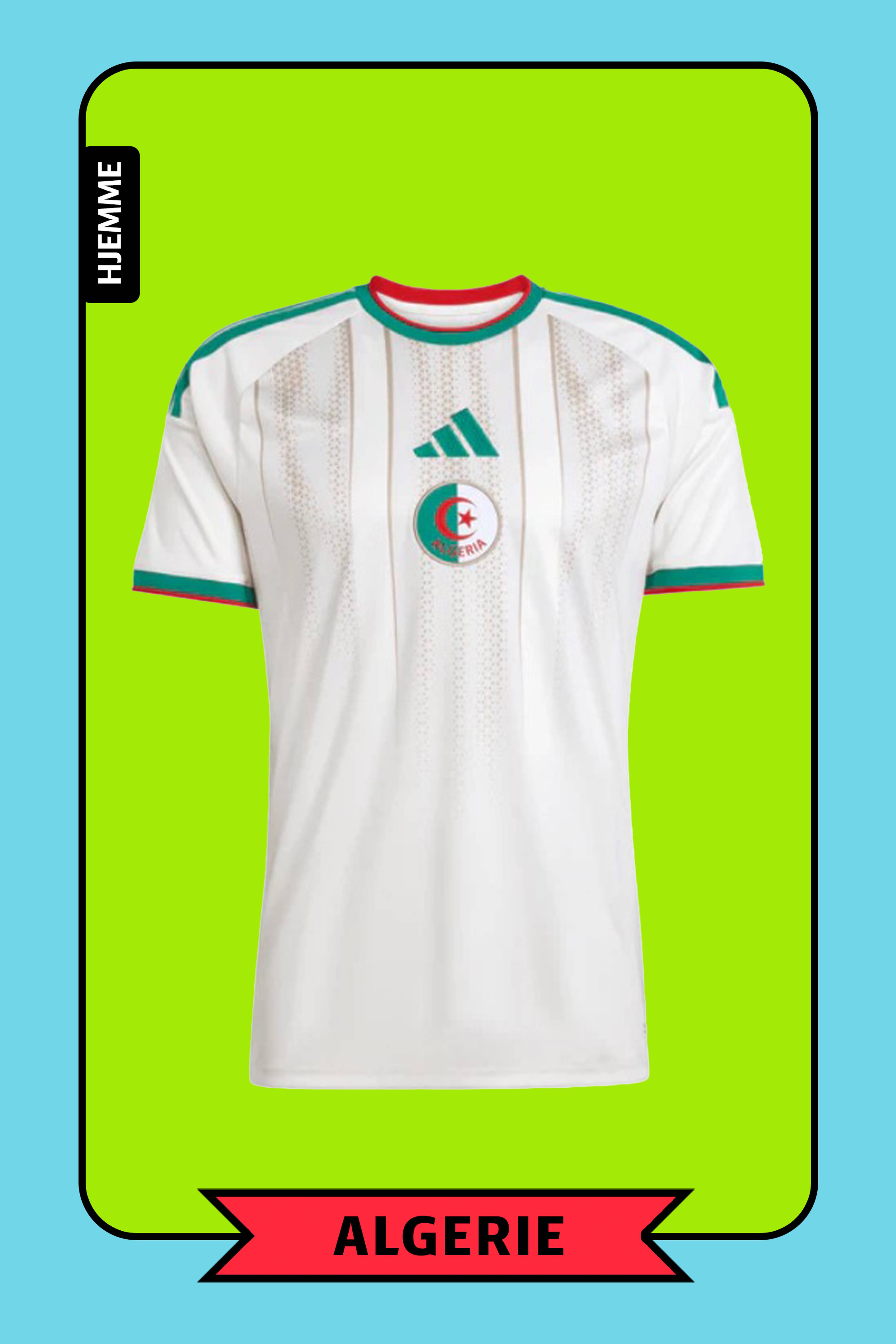 En hvit fotballtrøye med grønne detaljer