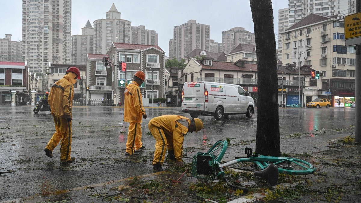 Kraftig uvær har truffet Shanghai