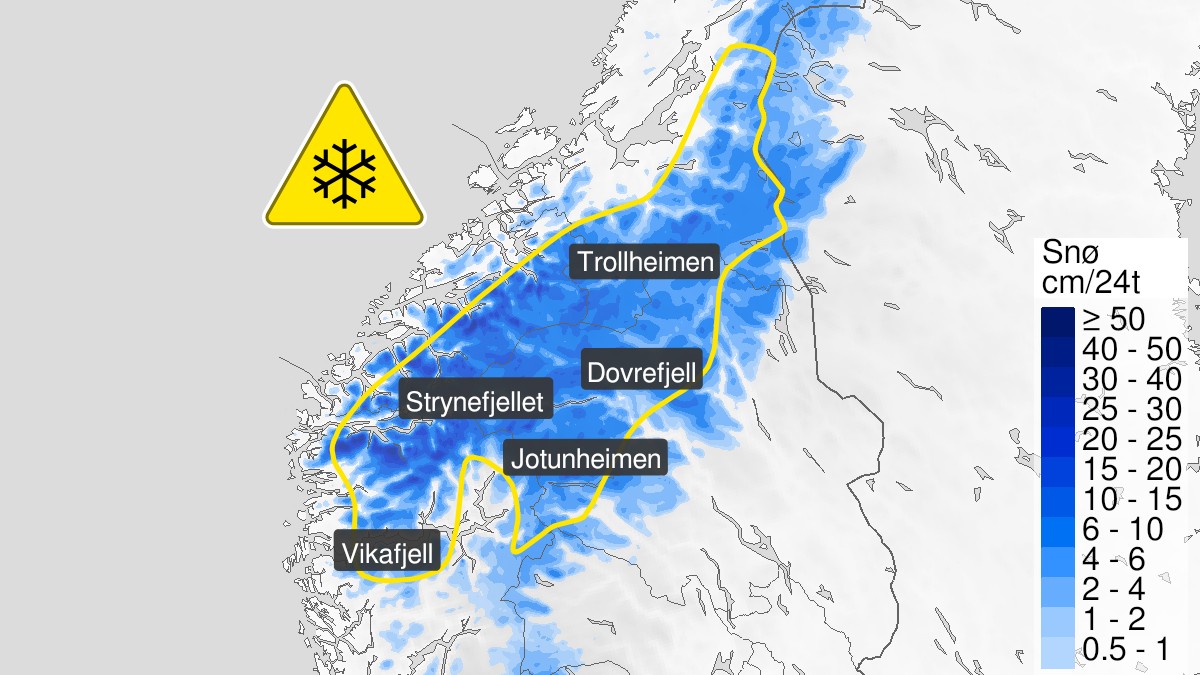 Fjellet i Sør-Noreg: Gult farevarsel for snø