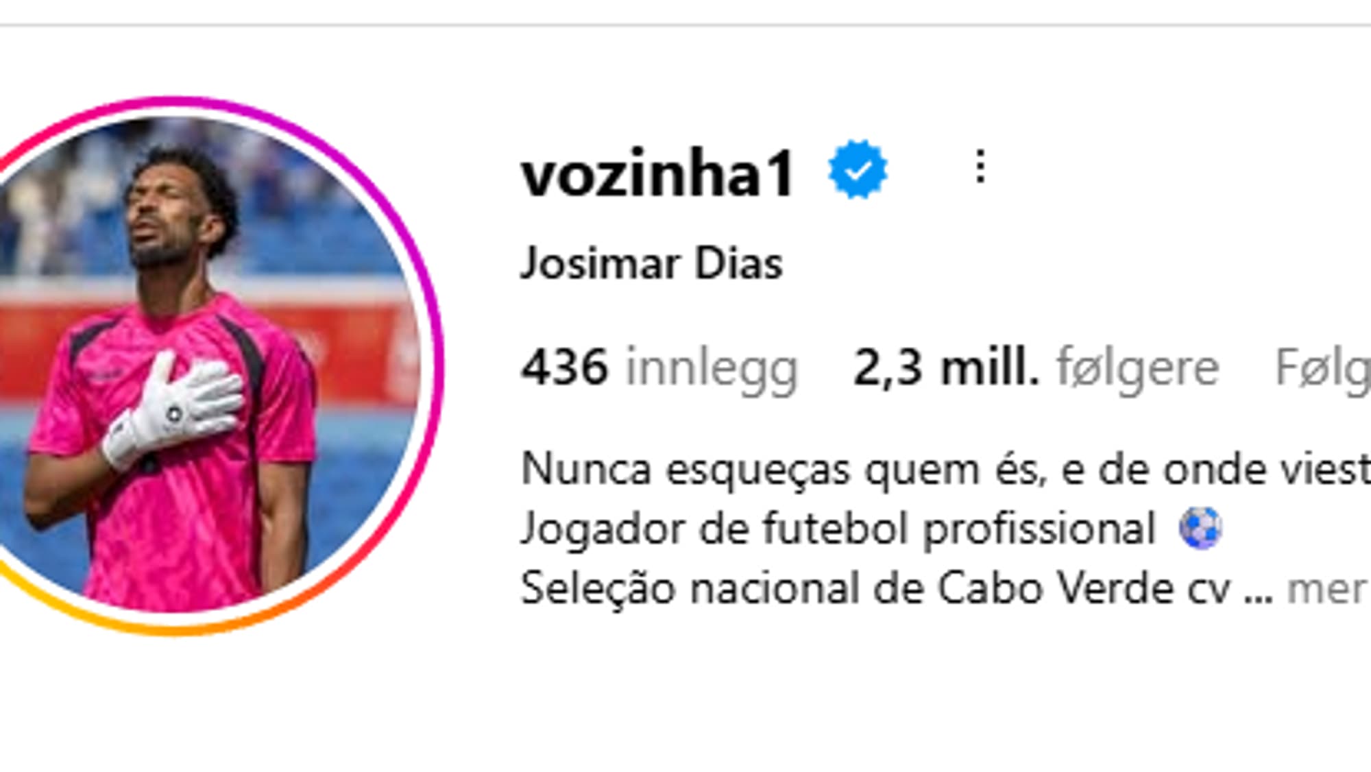 Instagram-kontoen til Kapp Verdes keeper