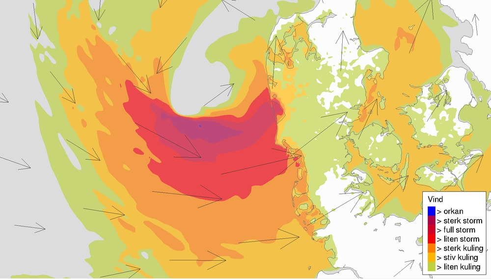 Orkan på vestkysten av Danmark