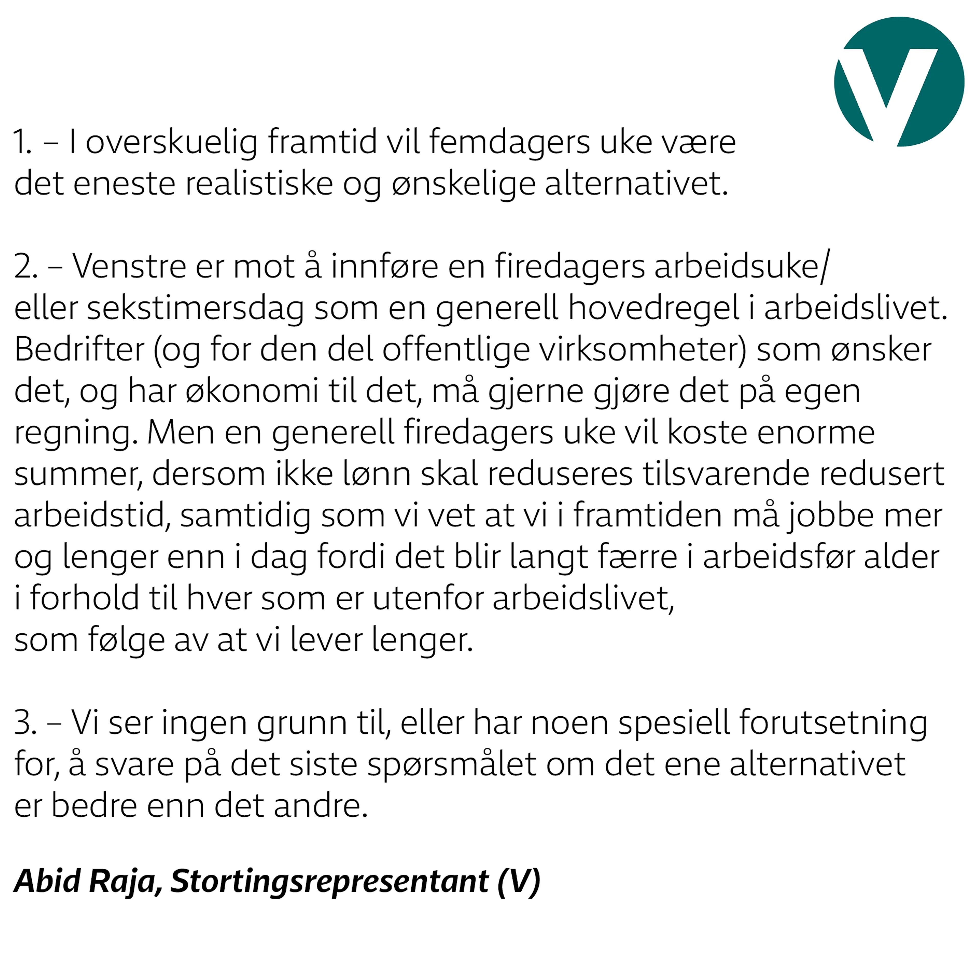 Venstre sine svar