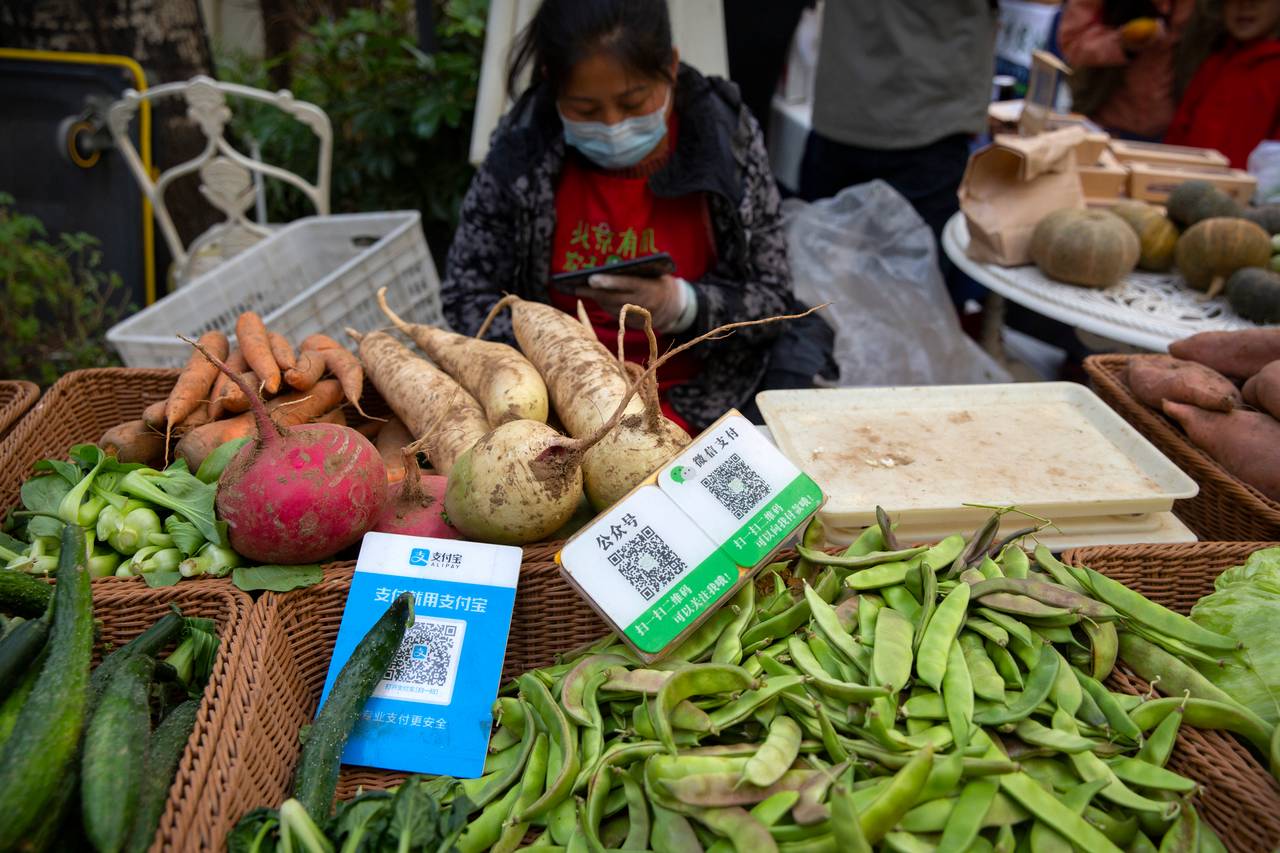 En grønnsakshandler i Beijing, 27. oktober, 2020. 