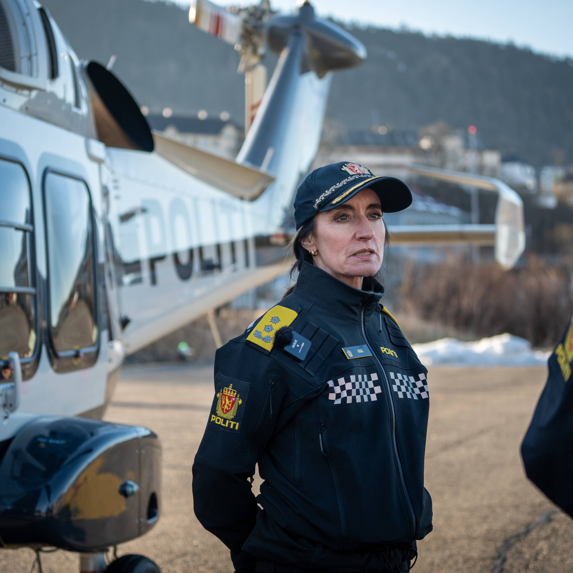 politimester i Vest politidistrikt Ane Kvaal var med på øvelse da Bergen fikk låne et helikopter fra Østlandet.