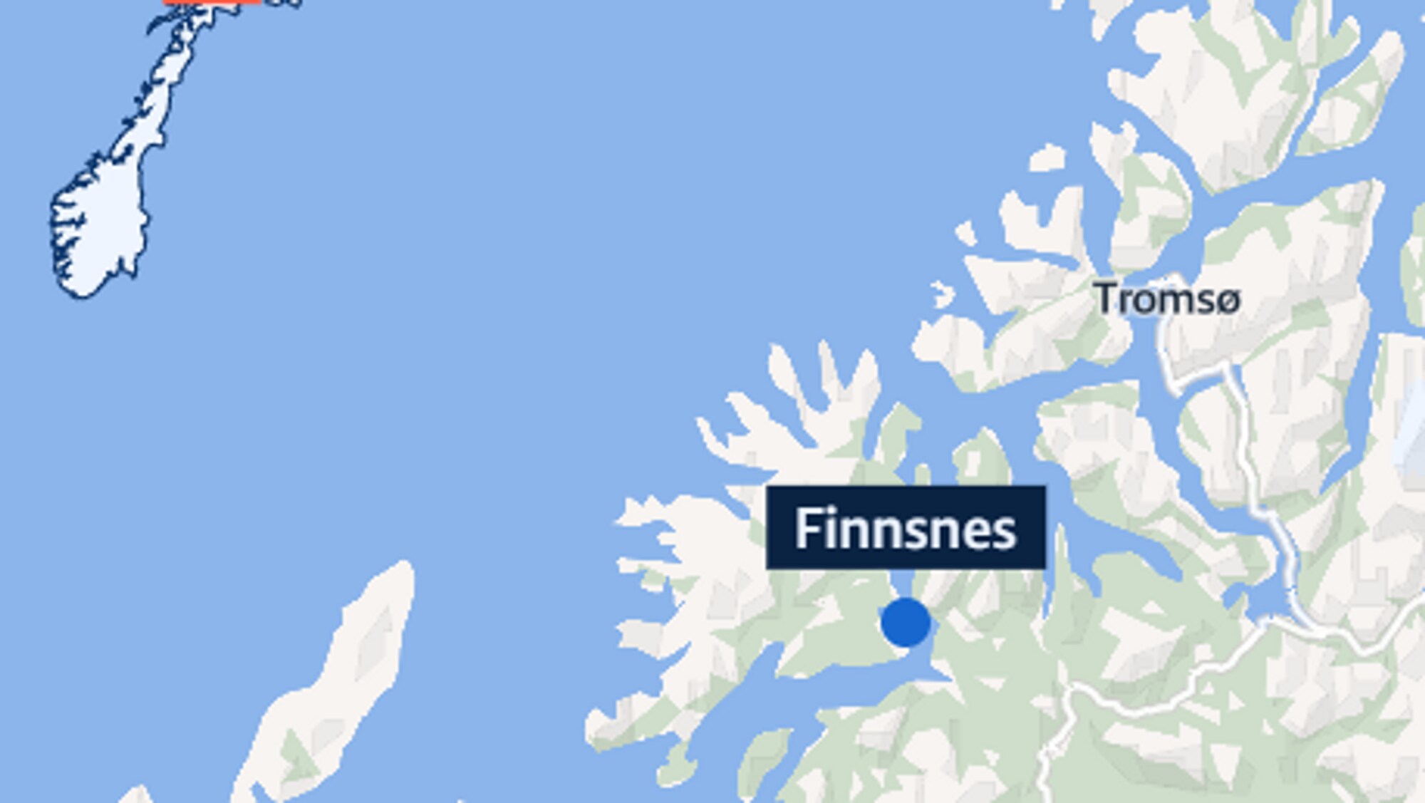 Et kart over Finnsnes i Senja