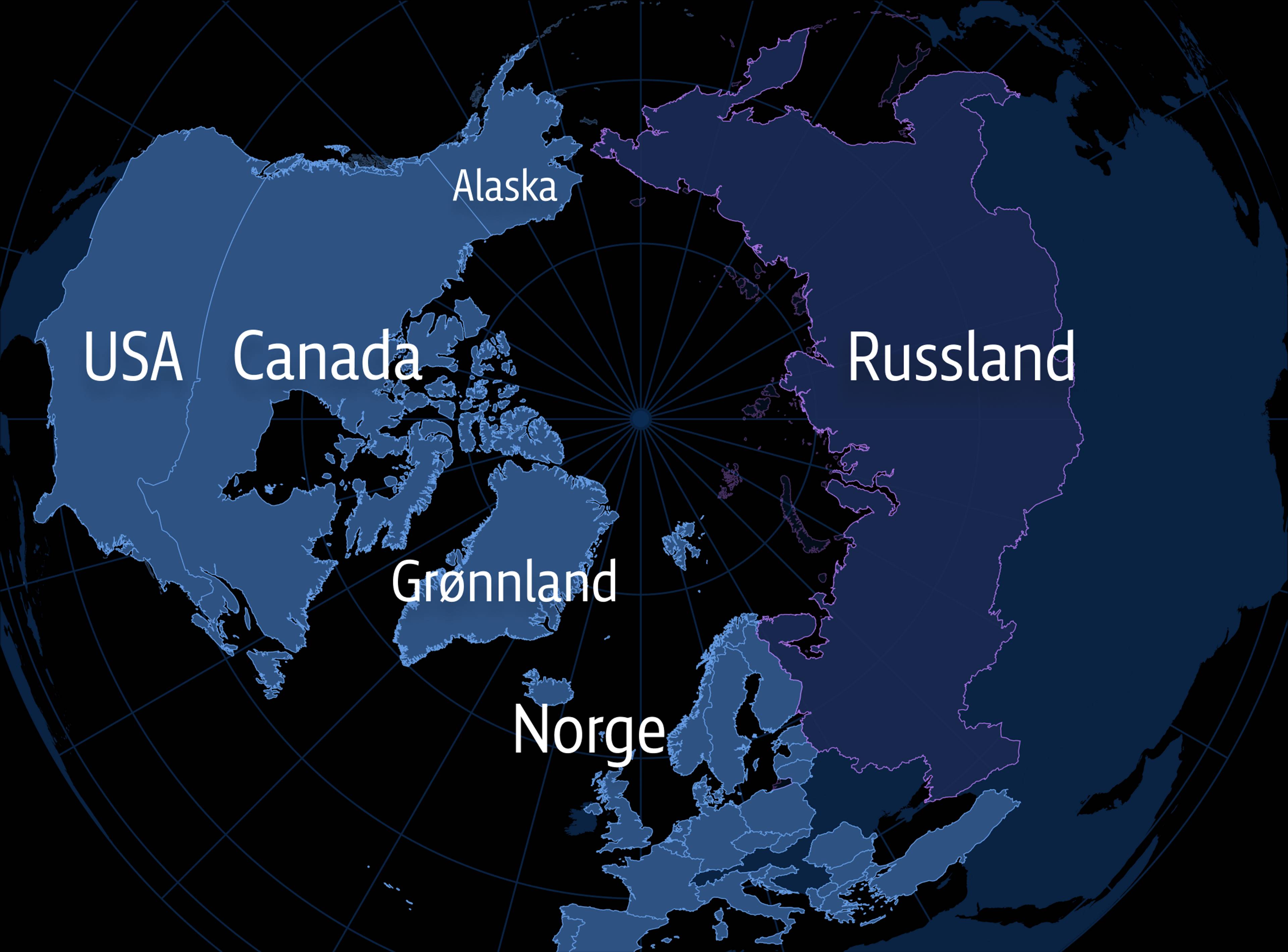 World map ‌highlighting NATO countries in relation to Russia.