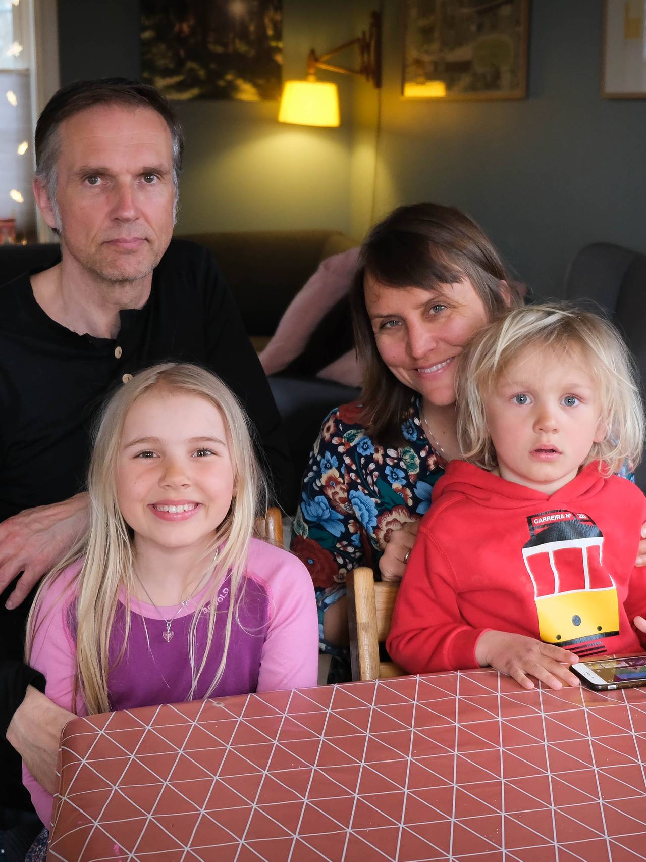 Familien Langlo Green på stua