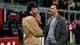 Fabio Ferrari / LaPresse,NTB Amerikanske Tom Brady og svenske Zlatan Ibrahimovic møtes på San Siro stadion. De står og snakker på grønt gress. Bak dem sitter tomme seter, og publikum er synlig på tribunen. (Bildebeskrivelsen er laget av en KI-tjeneste)