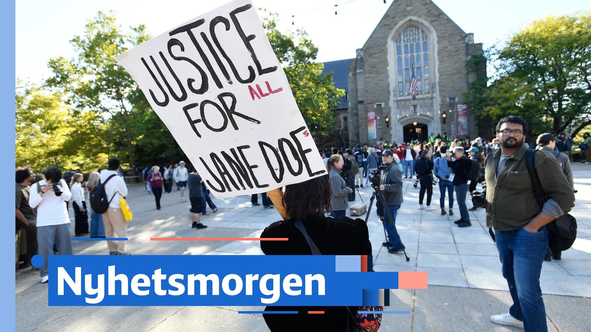Nyhetsmorgen - TV: 6. oktober · Demonstrasjoner ved Cornell-unversitetet i New York - NRK TV