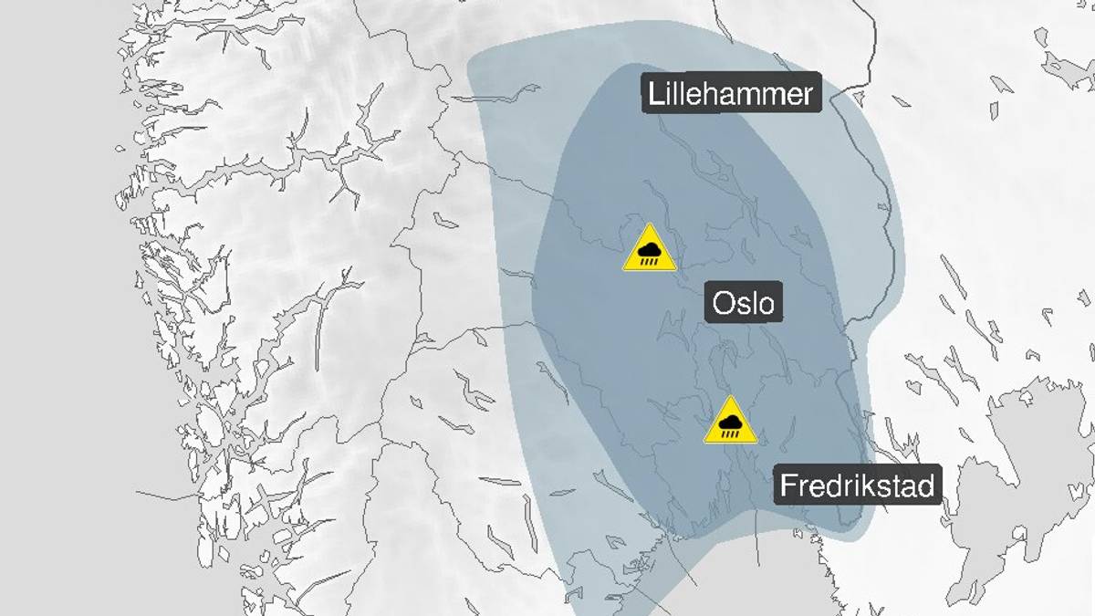 Farevarsel om styrtregn og mye lyn på Østlandet