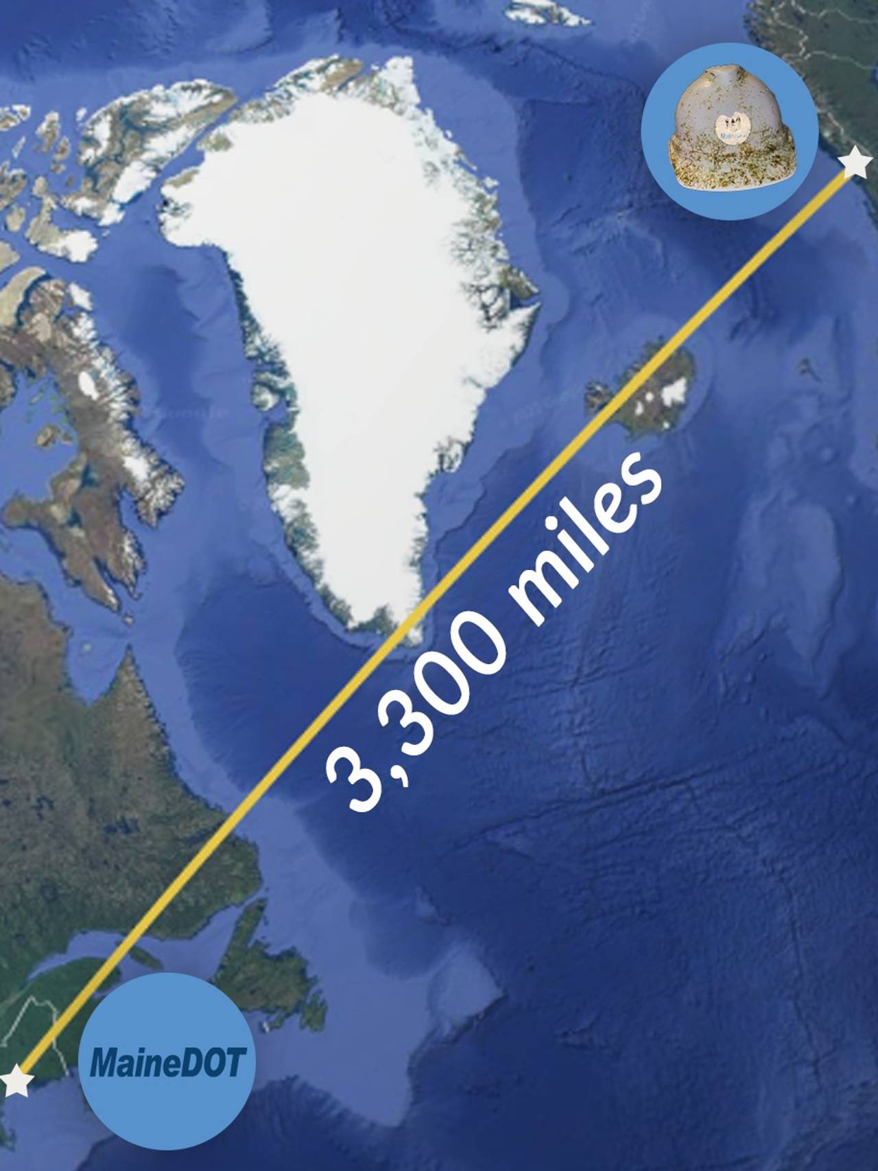Kartet viser hvor lang annleggshjelmen har reist