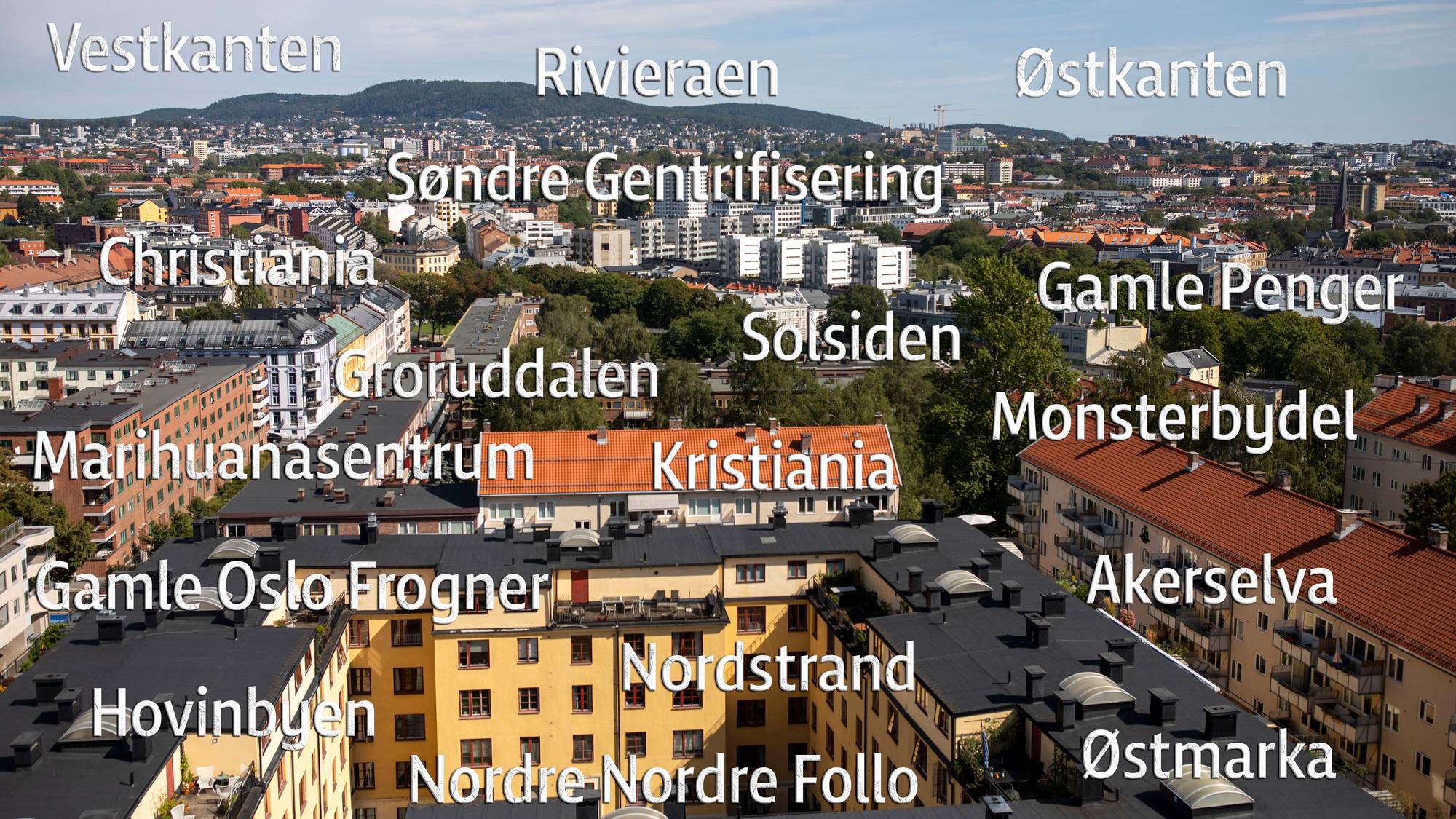 Oversiktsbilde over Oslo med tekst
