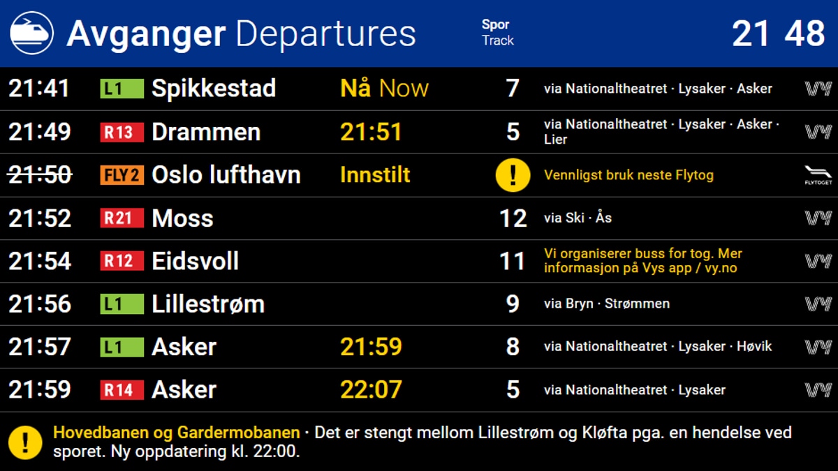 Gardermobanen og Hovedbanen åpnet for trafikk igjen
