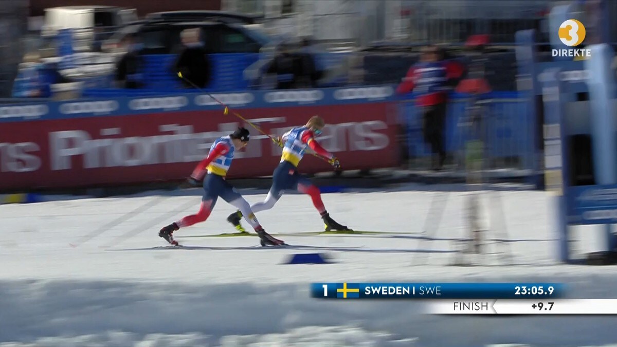 Sverige seiret i sprinten – målfoto mellom Norges to lag