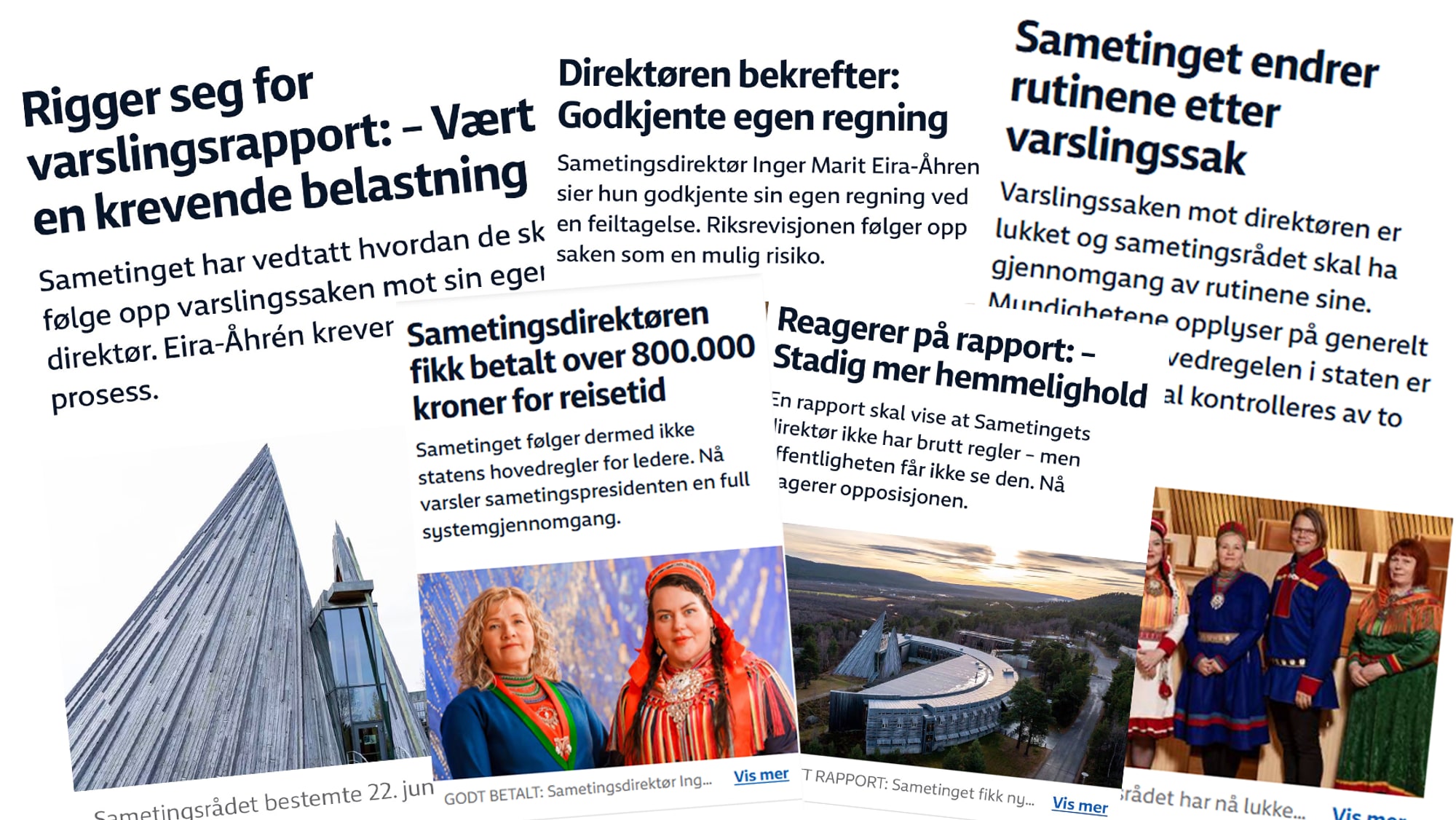 Faksimile av oppslag som handler om BDO-rapporten knyttet til sametingsdirektøren.