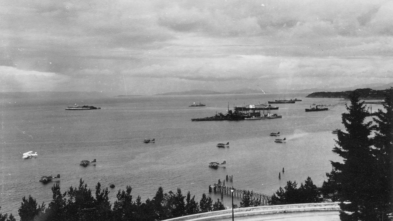 Tyske krigsskip utenfor Trondheim, juni 1940