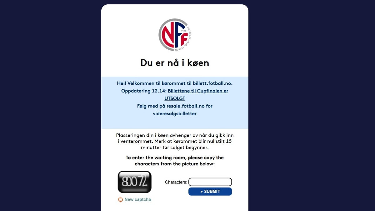 Cupfinalen er utsolgt