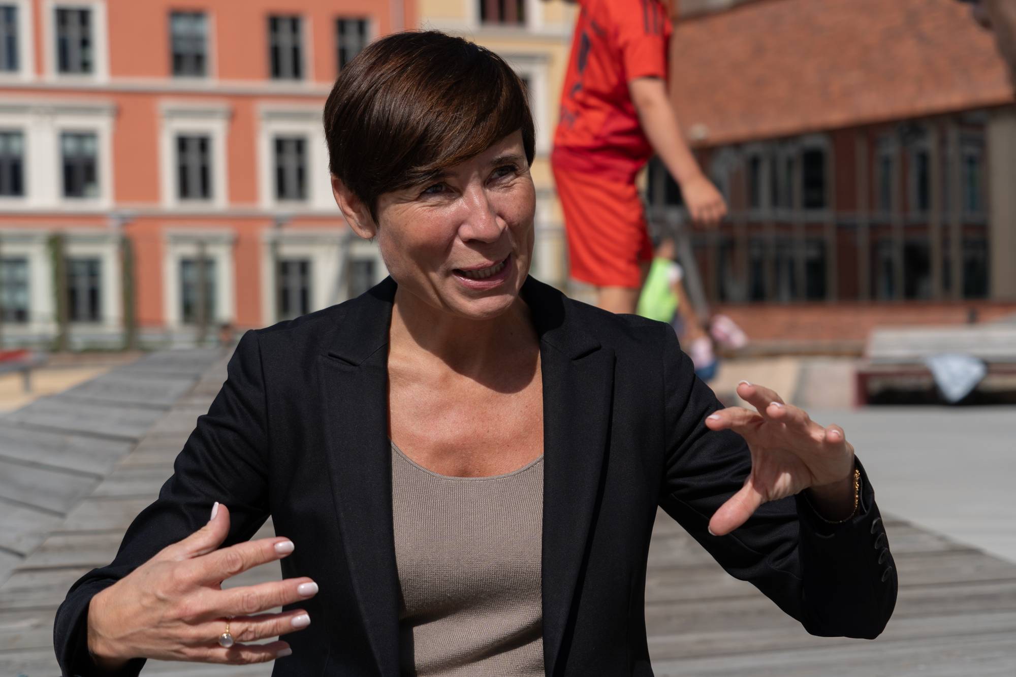 Ine Eriksen Søreide på Ruseløkka skole.