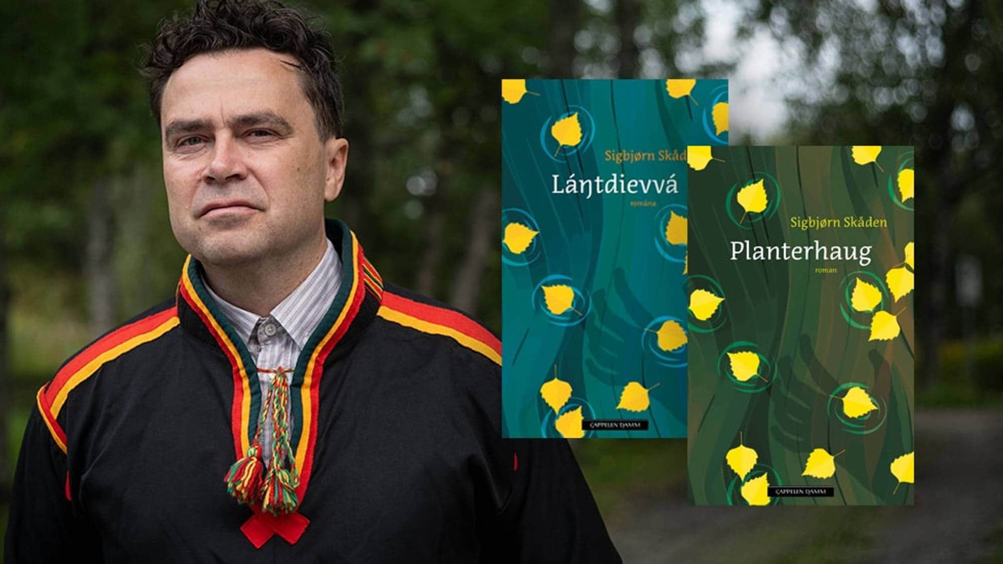 Sigbjørn Skåden med romanene "Láŋtdievvá" og "Planeterhaug"