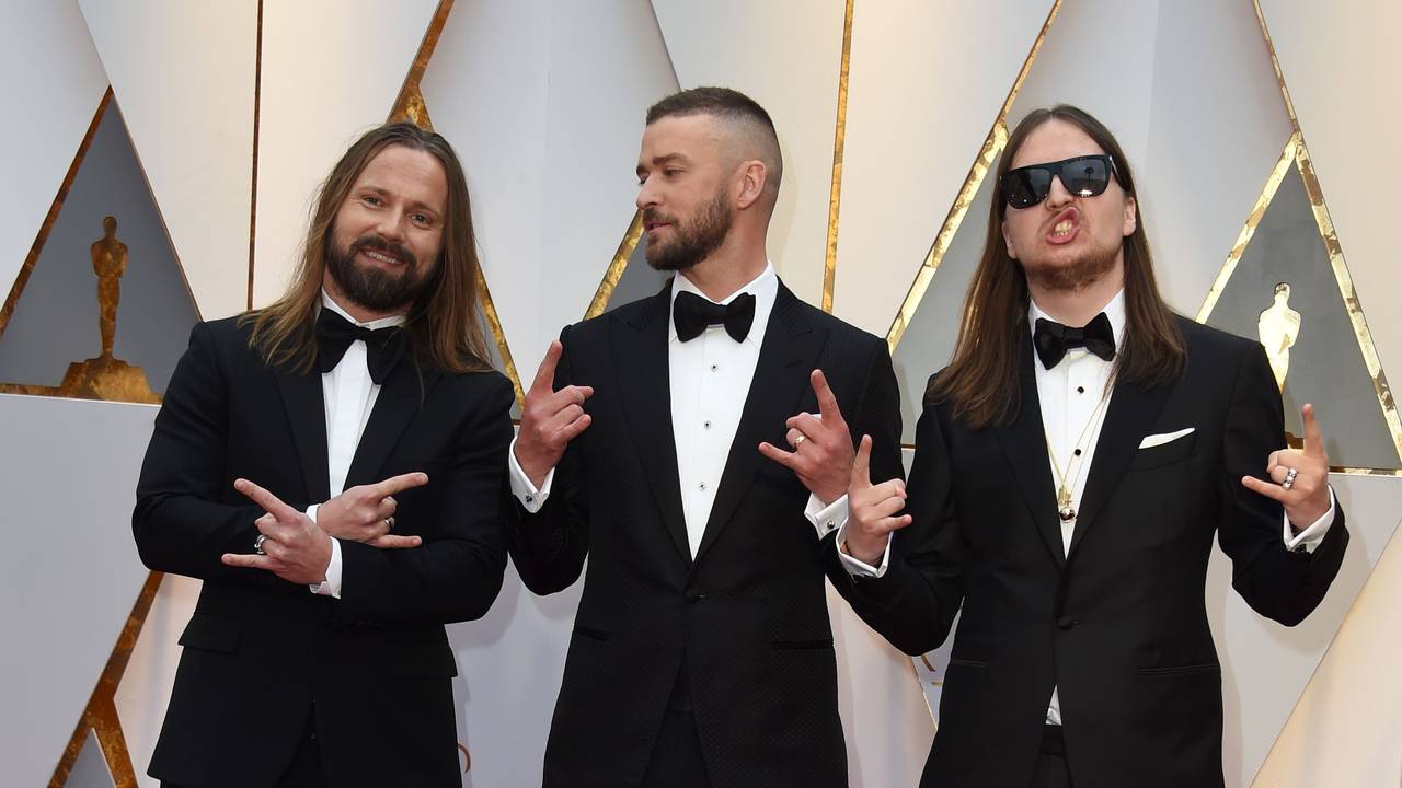 Max Martin, Justin Timberlake og Shellback på raud løpar i Hollywood, 2017