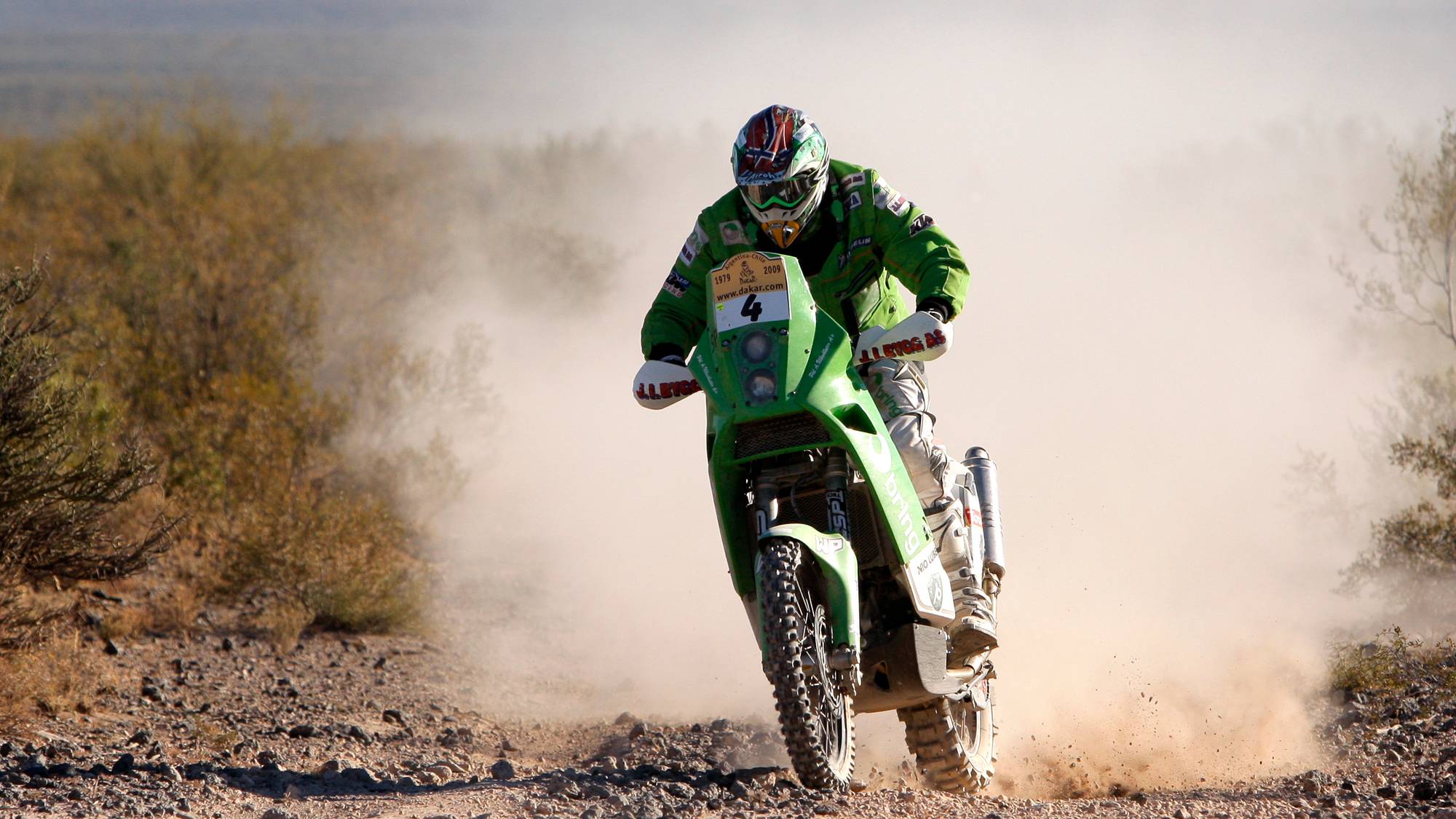 KTM's rider Pal Anders Ullevalseter, of Norway, competes in the 5th stage of the Argentina Dakar Rally 2009 between Neuquen and San Rafael in Argentina, Wednesday, Jan. 7, 2009. (AP Photo/Christophe Ena)