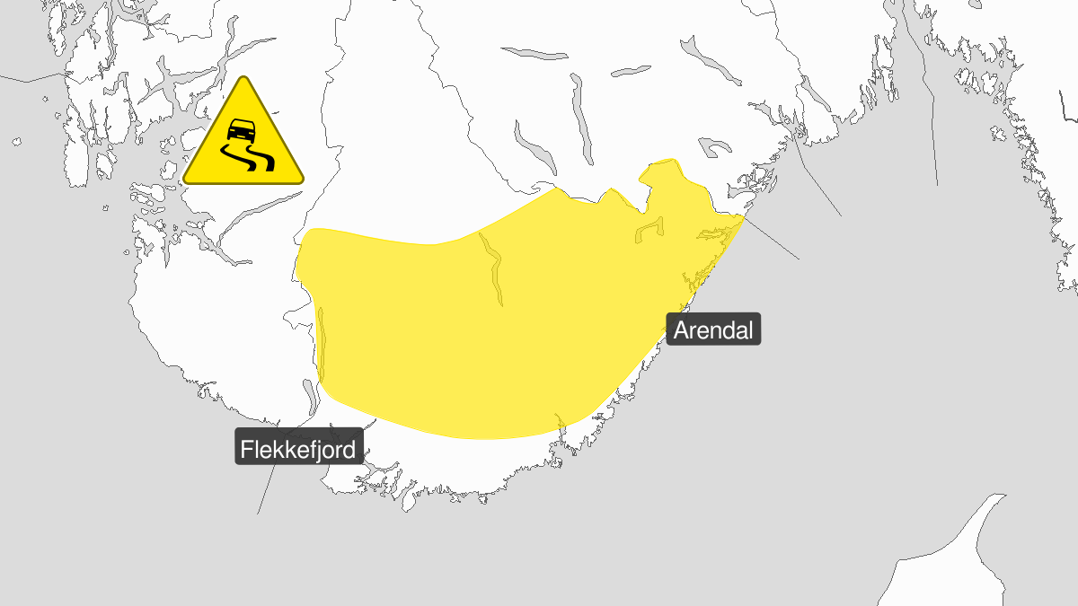 Gult farevarsel for is og vanskelige kjøreforhold