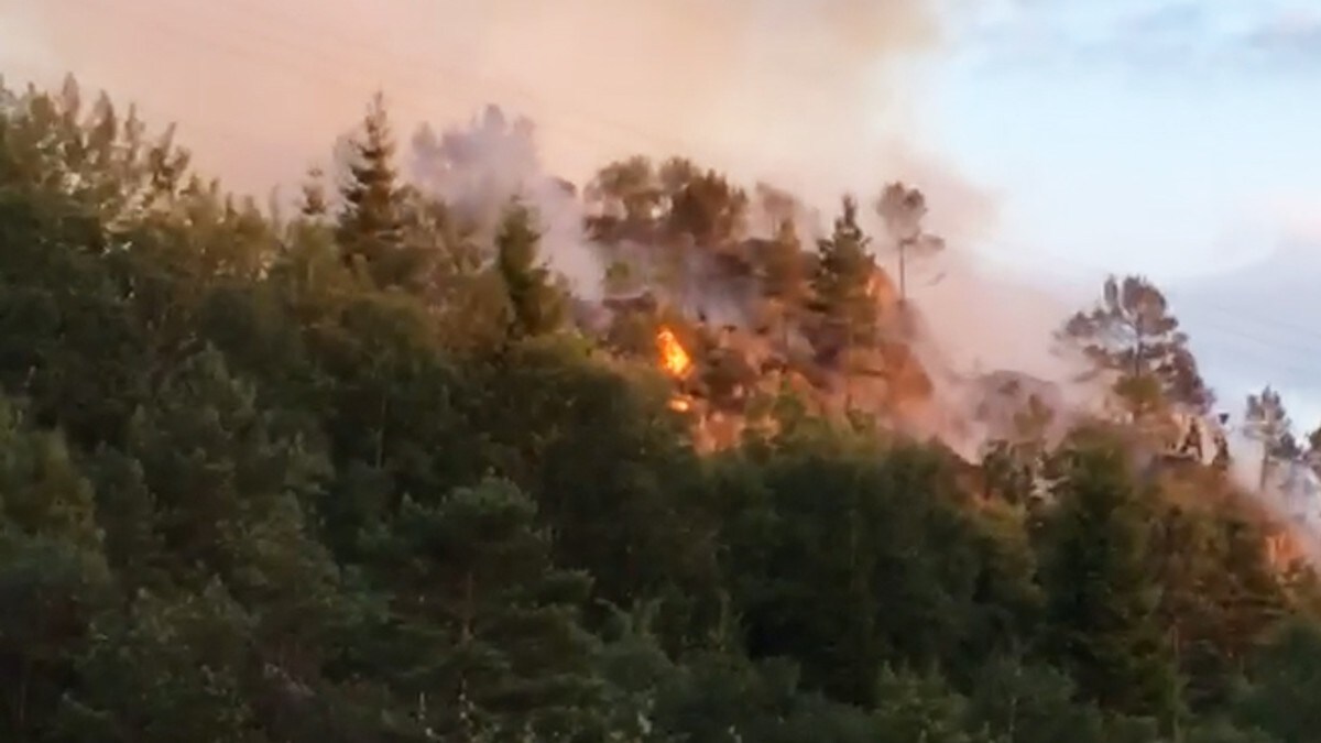 Fleire måtte evakuere etter skogbrann på Stord – person erkjenner å ha skote opp rakett i området