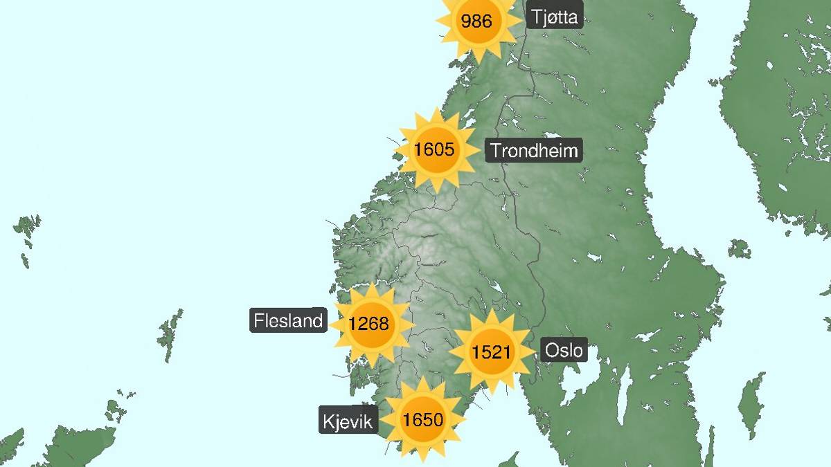 Flest soltimer i sør