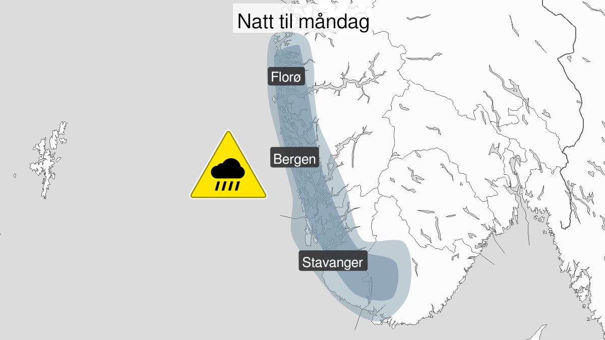 Venter styrtregn i natt